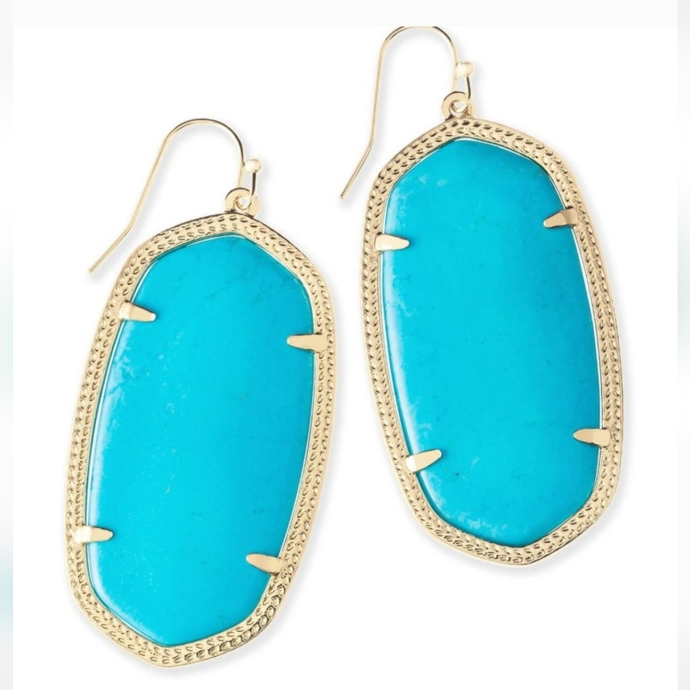 Kendra Scott Gold and Turquoise Statement Earrings